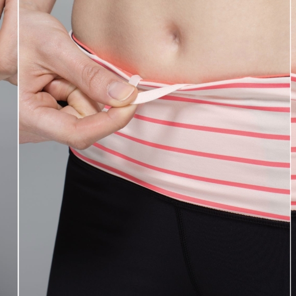 Lululemon Var-City Crop Black / Quiet Stripe Butter Pink Electric Coral - Picture 6 of 15